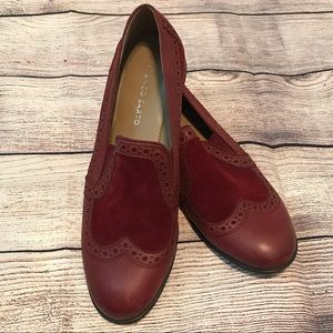 Franco Sarto Deep Red Leather Oxford Loafers